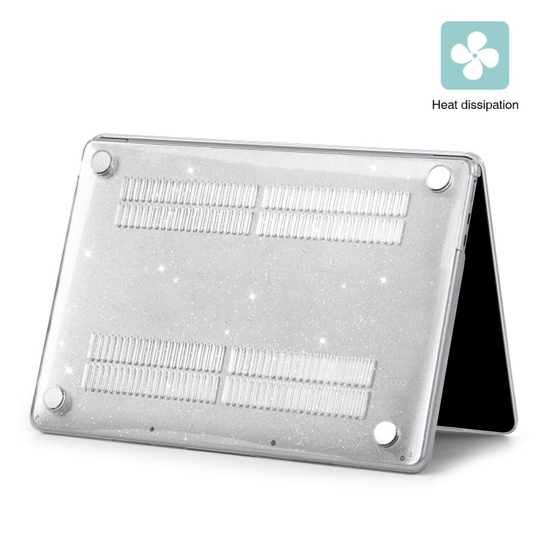 إيوكو حافظة EooCoo متوافقة مع جهاز MacBook Air 13 بوصة إصدار 2024-2022 M3 M2 A3113 A2681 غطاء صلب لامع وغطاء جلدي للوحة المفاتيح وواقي شاشة لجهاز Mac Air 13.6 بوصة شفاف لامع - Image 2